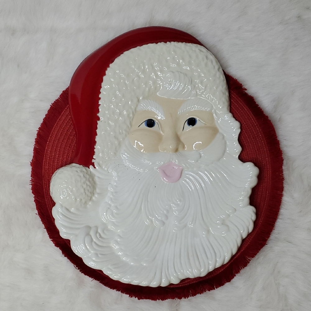 Santa Cookie Plate Holiday Dish Holiday Decor